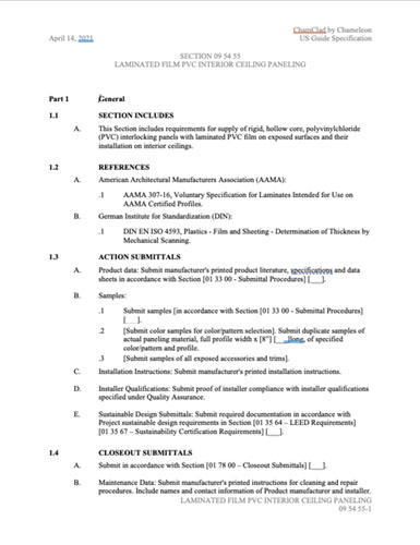 ChamClad PVC Interior Ceiling Paneling - U.S. Arch Specs