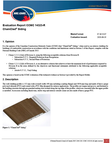 ChamClad Siding Evaluation Report