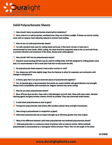 Polycarbonate Solid Sheet FAQs