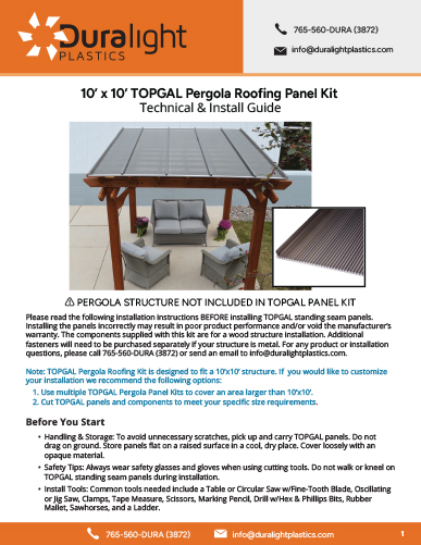 standing seam pergola kit install guide
