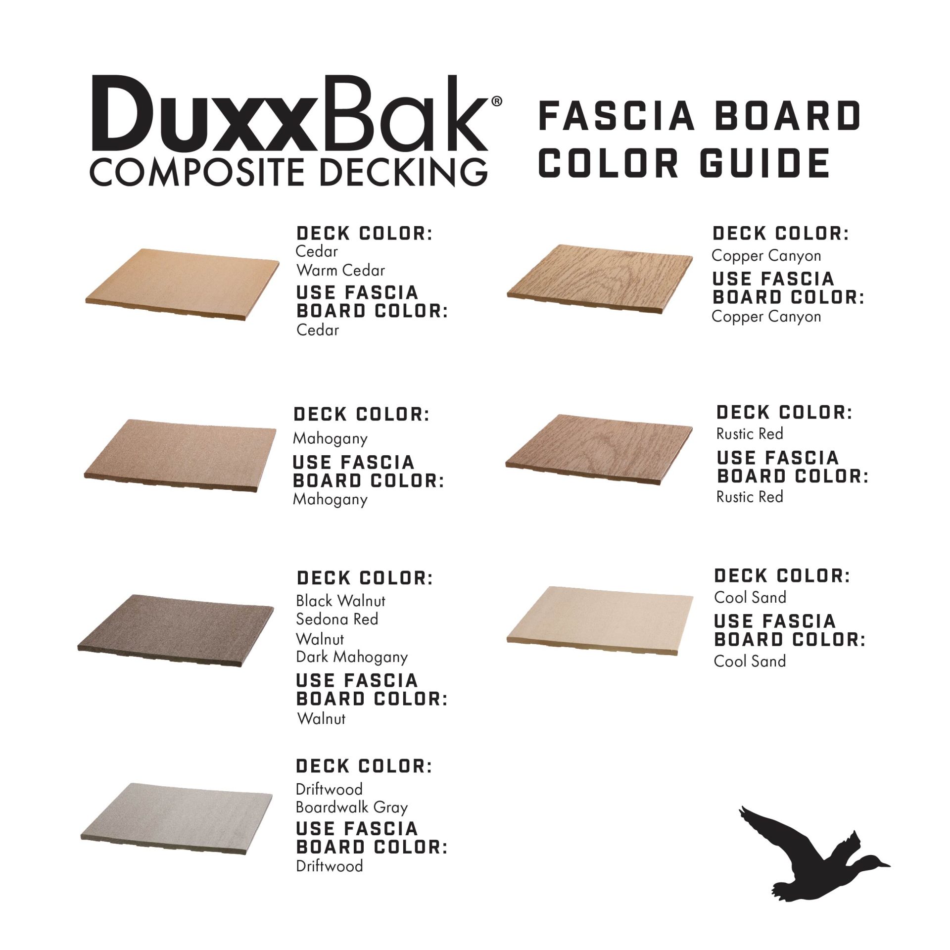 DuxxBak® Composite Decking - Fascia Board Color Guide