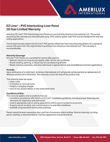 Amerilux EZ Liner Warranty